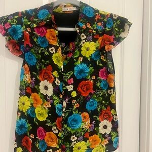 Alice + Olivia Floral Blouse - Black and Multicolor XS